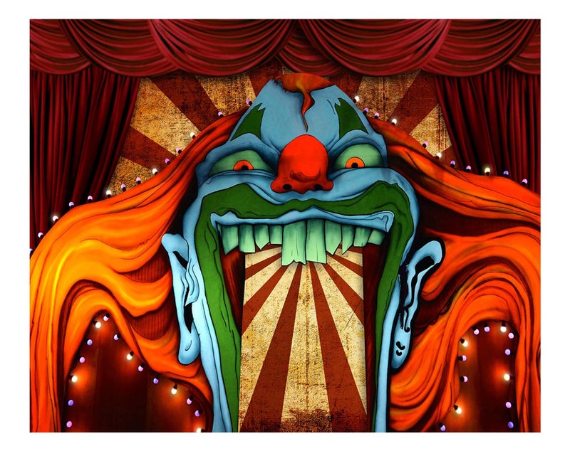 Funnytree 10x8ft Horror Circus Theme Halloween Backdrop for Photography Giant Evil Clown Hallomas Birthday Party Background Scary Grove Vampire Baby Cake Table Decor Banner Photobooth Studio Props - Image 1